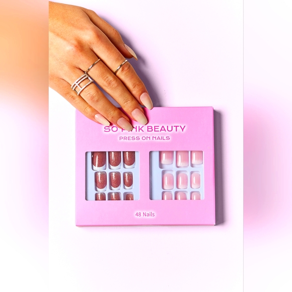 SO PINK BEAUTY Aurora Press On Nails 2 Packs Set - Picture 1 of 3
